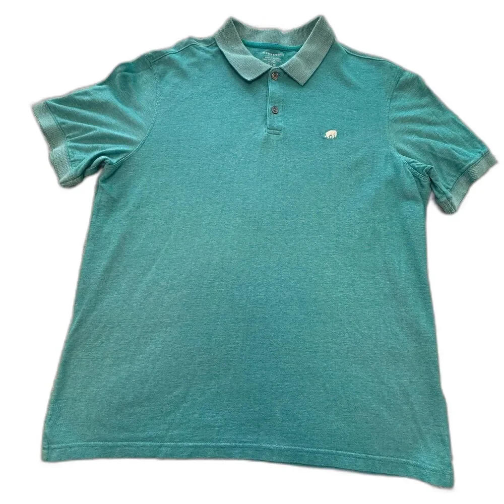 Banana Republic Men’s Teal Green Polo Shirt Embroidered Elephant